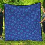 Blue Bullseye Target Pattern Print Quilt