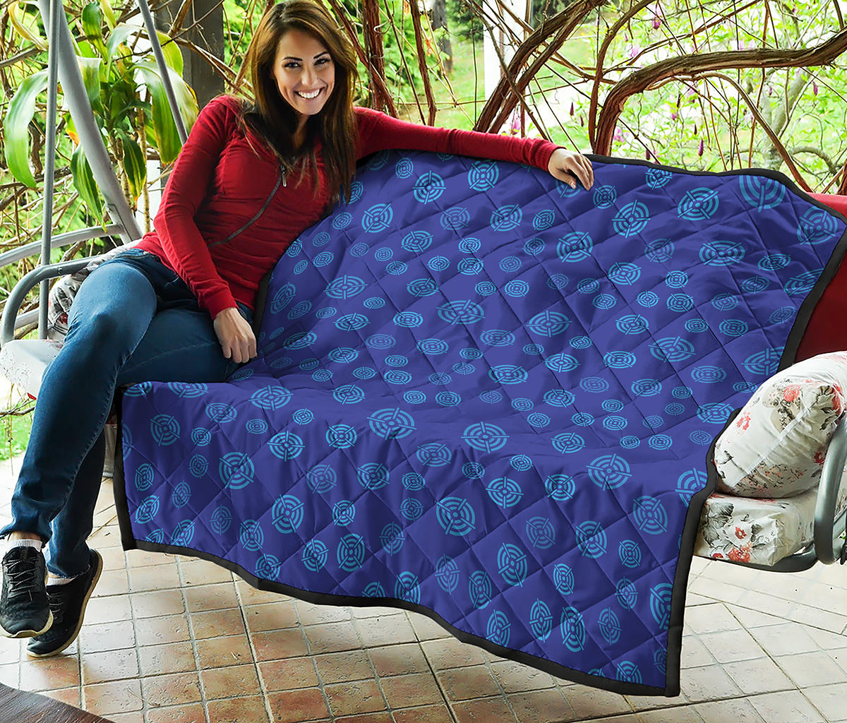 Blue Bullseye Target Pattern Print Quilt