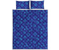 Blue Bullseye Target Pattern Print Quilt Bed Set