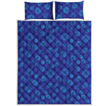 Blue Bullseye Target Pattern Print Quilt Bed Set