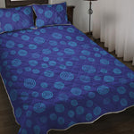Blue Bullseye Target Pattern Print Quilt Bed Set