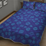 Blue Bullseye Target Pattern Print Quilt Bed Set