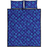 Blue Bullseye Target Pattern Print Quilt Bed Set