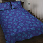 Blue Bullseye Target Pattern Print Quilt Bed Set