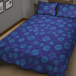 Blue Bullseye Target Pattern Print Quilt Bed Set