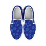 Blue Bullseye Target Pattern Print White Slip On Shoes