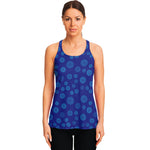Blue Bullseye Target Pattern Print Women's Racerback Tank Top