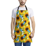 Blue Butterfly Sunflower Pattern Print Apron