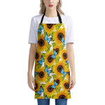 Blue Butterfly Sunflower Pattern Print Apron