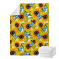 Blue Butterfly Sunflower Pattern Print Blanket