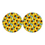 Blue Butterfly Sunflower Pattern Print Car Coasters