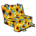Blue Butterfly Sunflower Pattern Print Pet Car Back Seat Cover