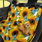 Blue Butterfly Sunflower Pattern Print Pet Car Back Seat Cover