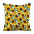 Blue Butterfly Sunflower Pattern Print Pillow Cover