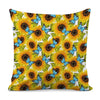 Blue Butterfly Sunflower Pattern Print Pillow Cover