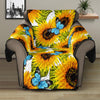 Blue Butterfly Sunflower Pattern Print Recliner Protector