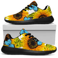 Blue Butterfly Sunflower Pattern Print Walking Shoes