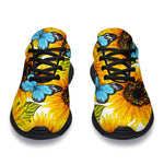 Blue Butterfly Sunflower Pattern Print Sport Shoes GearFrost