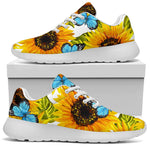 Blue Butterfly Sunflower Pattern Print Sport Shoes GearFrost