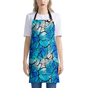 Blue Butterfly Wings Pattern Print Apron