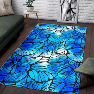 Blue Butterfly Wings Pattern Print Area Rug GearFrost