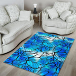 Blue Butterfly Wings Pattern Print Area Rug GearFrost