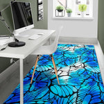 Blue Butterfly Wings Pattern Print Area Rug GearFrost