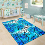 Blue Butterfly Wings Pattern Print Area Rug GearFrost