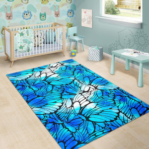 Blue Butterfly Wings Pattern Print Area Rug GearFrost