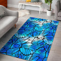 Blue Butterfly Wings Pattern Print Floor Mat
