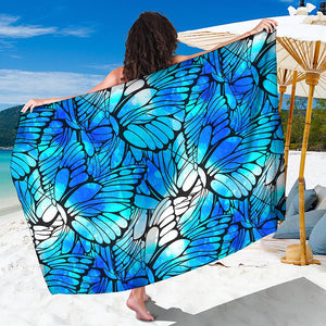 Blue Butterfly Wings Pattern Print Beach Sarong Wrap