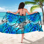 Blue Butterfly Wings Pattern Print Beach Sarong Wrap