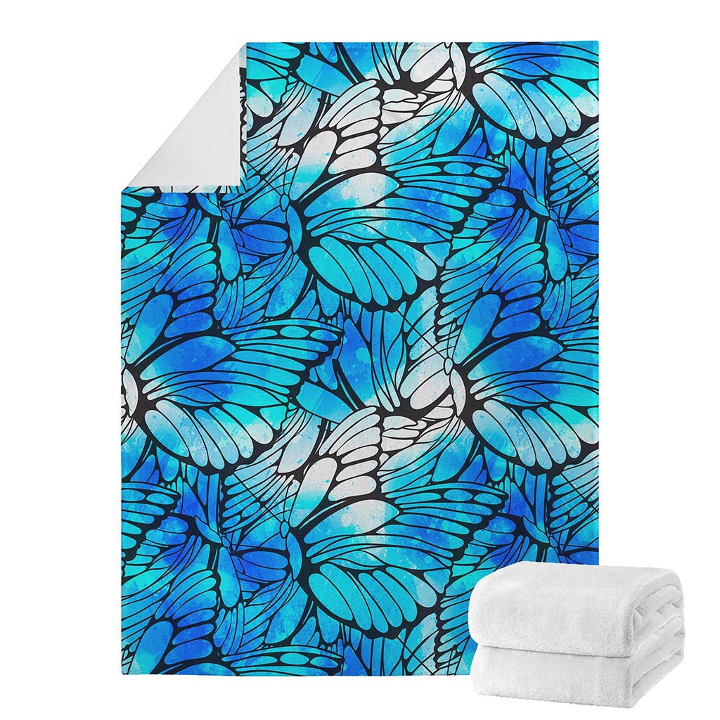 Blue Butterfly Wings Pattern Print Blanket