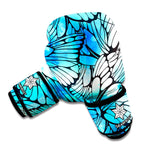 Blue Butterfly Wings Pattern Print Boxing Gloves