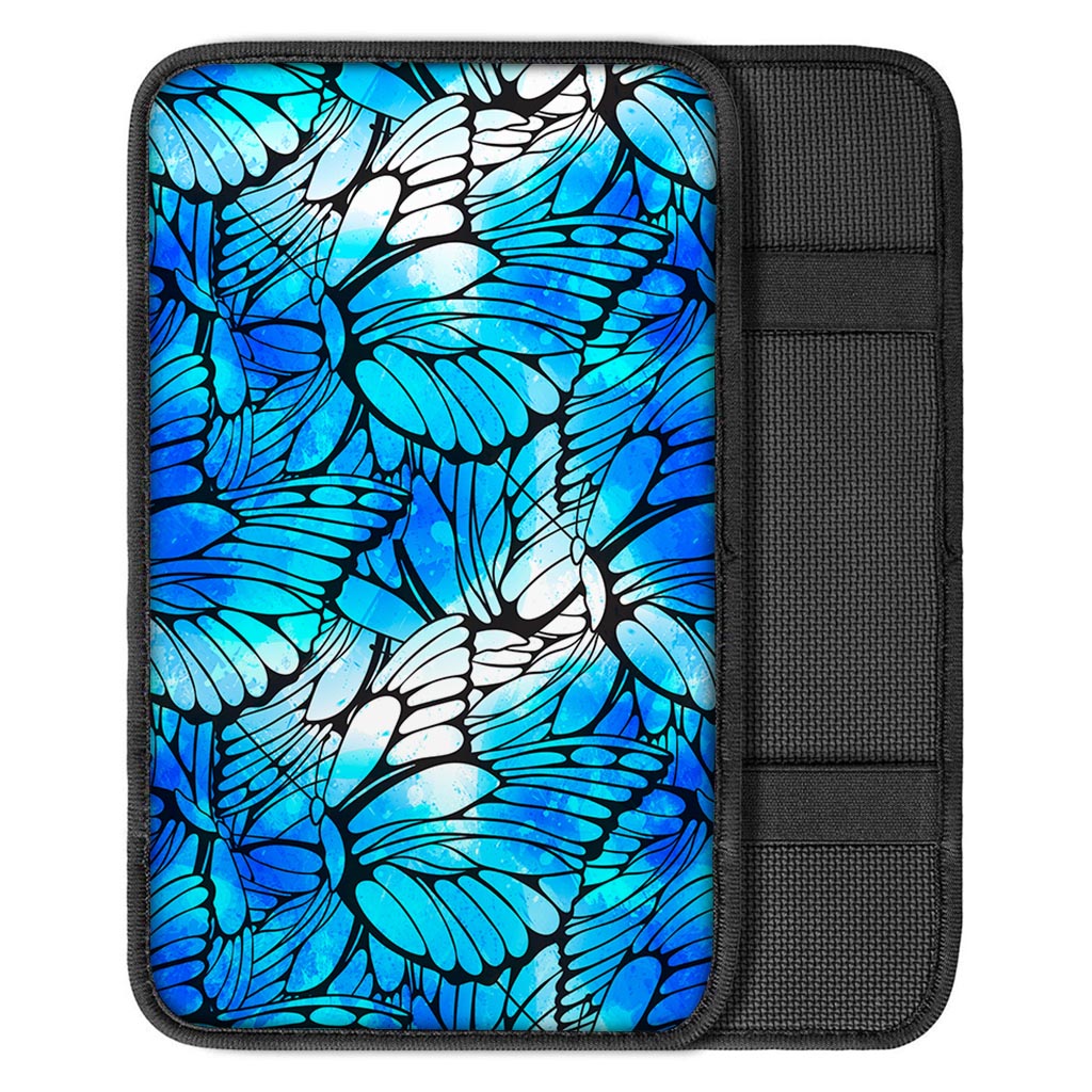 Blue Butterfly Wings Pattern Print Car Center Console Cover