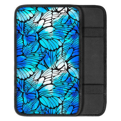 Blue Butterfly Wings Pattern Print Car Center Console Cover