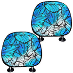 Blue Butterfly Wings Pattern Print Car Headrest Covers