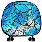 Blue Butterfly Wings Pattern Print Car Headrest Covers