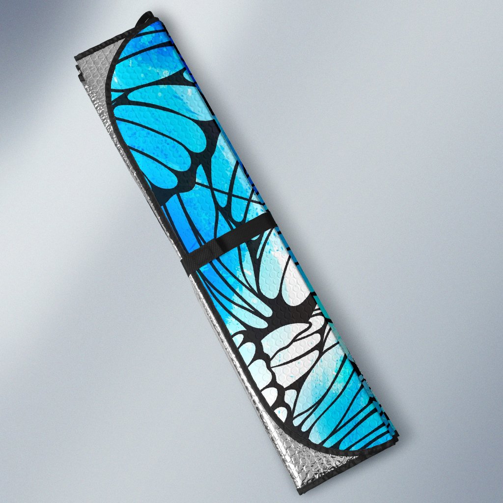 Blue Butterfly Wings Pattern Print Car Sun Shade GearFrost