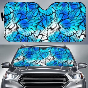 Blue Butterfly Wings Pattern Print Car Sun Shade GearFrost