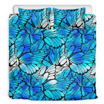 Blue Butterfly Wings Pattern Print Duvet Cover Bedding Set