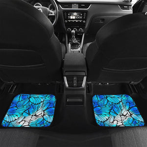 Blue Butterfly Wings Pattern Print Front and Back Car Floor Mats