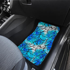 Blue Butterfly Wings Pattern Print Front and Back Car Floor Mats