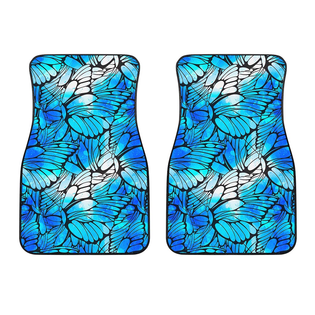 Blue Butterfly Wings Pattern Print Front Car Floor Mats