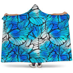 Blue Butterfly Wings Pattern Print Hooded Blanket