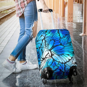 Blue Butterfly Wings Pattern Print Luggage Cover GearFrost