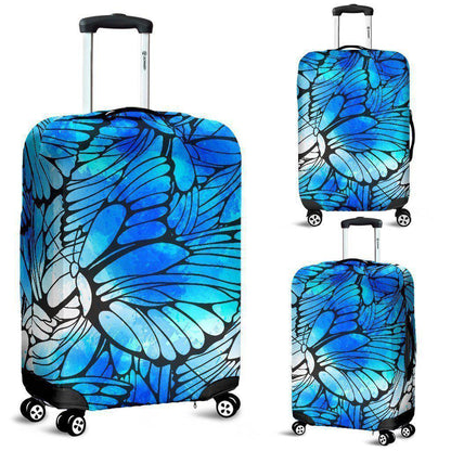 Blue Butterfly Wings Pattern Print Luggage Cover GearFrost