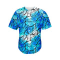 Blue Butterfly Wings Pattern Print Men's Baseball Jersey