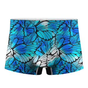 Blue Butterfly Wings Pattern Print Men's Boxer Briefs