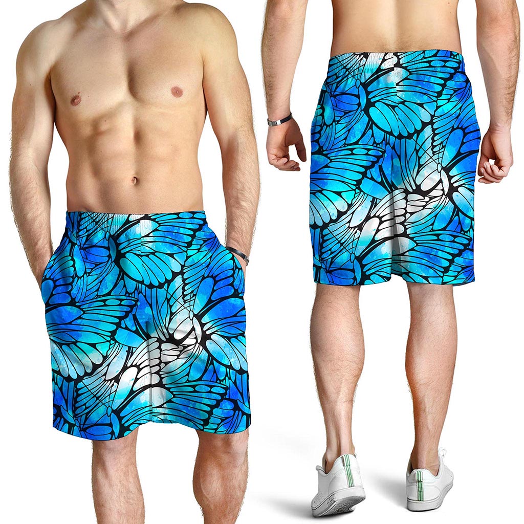 Blue Butterfly Wings Pattern Print Men's Shorts